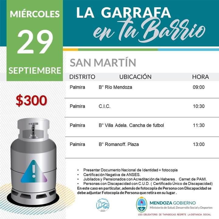 Este miércoles 29, la garrafa social llega a Palmira