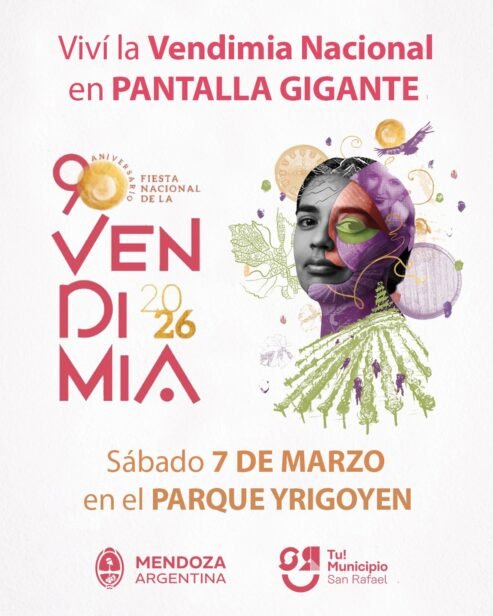 Este sábado vivimos la vendimia nacional en pantalla gigante en el Parque Yrigoyen